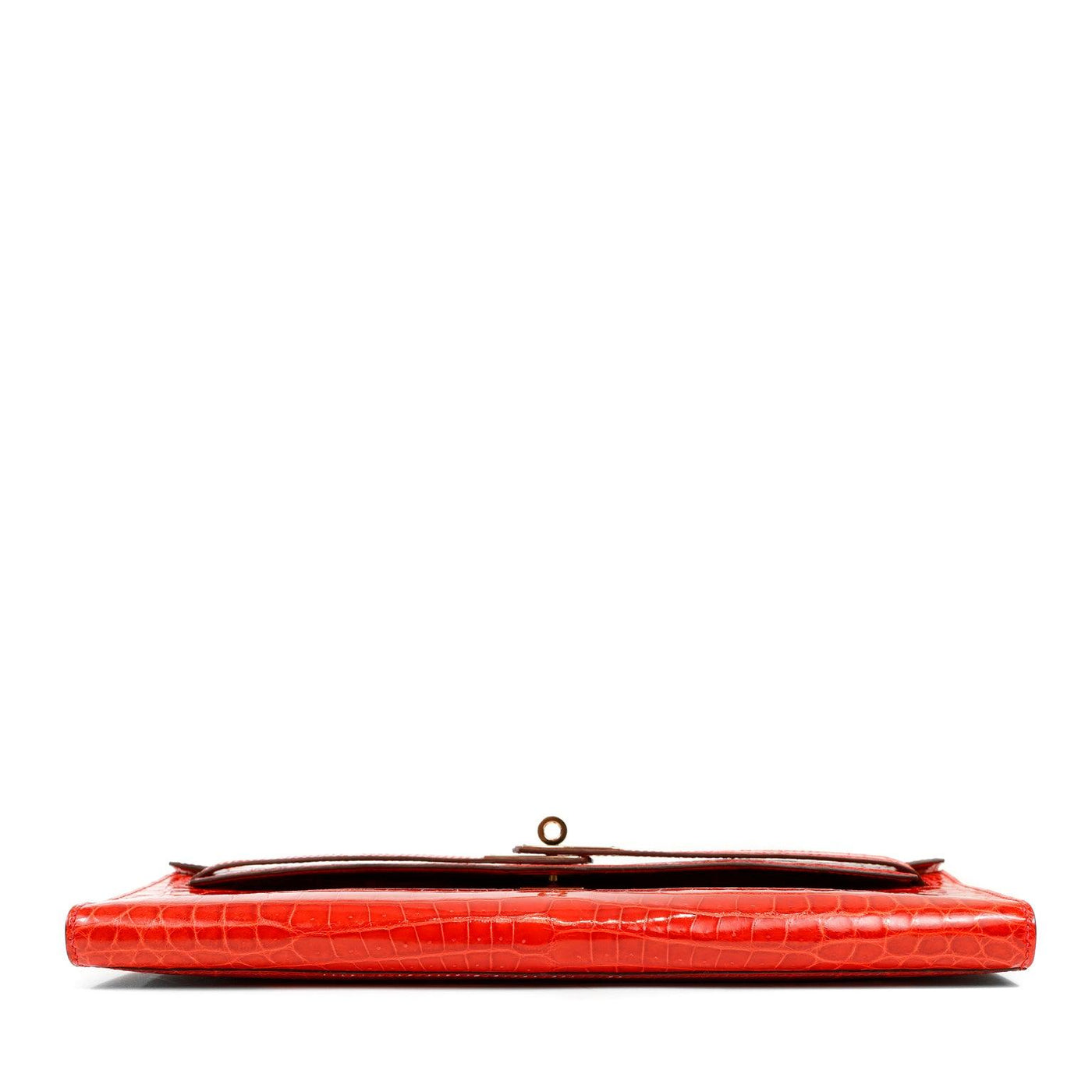 Hermès Vivid Red Crocodile Porosus Kelly Cut Clutch with Palladium Hardware - Only Authentics