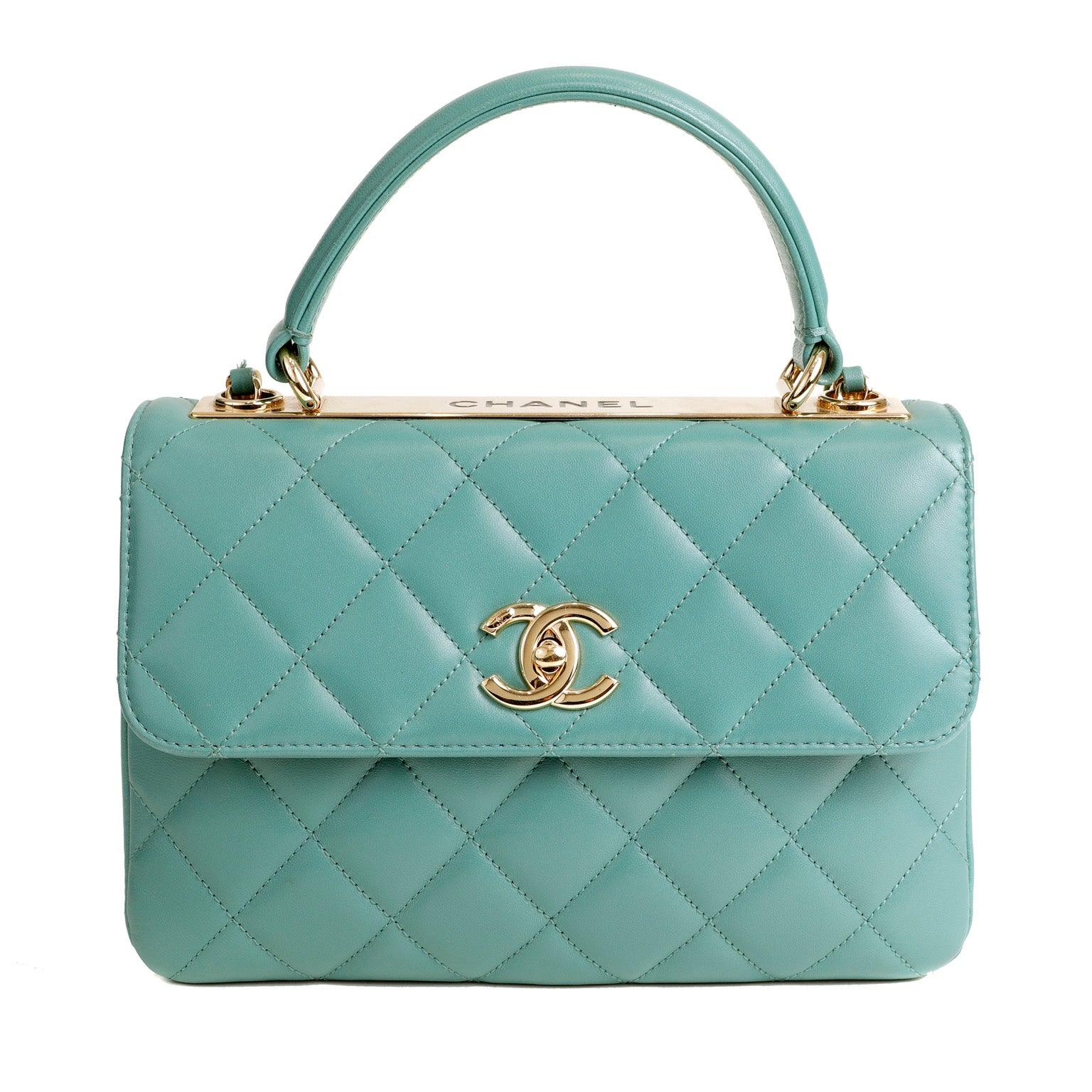 Chanel Caviar Quilted Small Coco Handle Flap Green