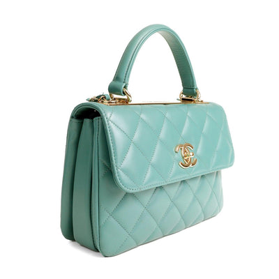 Chanel Aqua Lambskin Trendy CC Top Handle Flap Bag - Only Authentics
