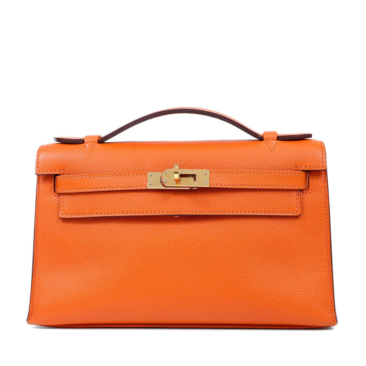 Hermès Orange Epsom Kelly Pochette with Gold hardware - Only Authentics