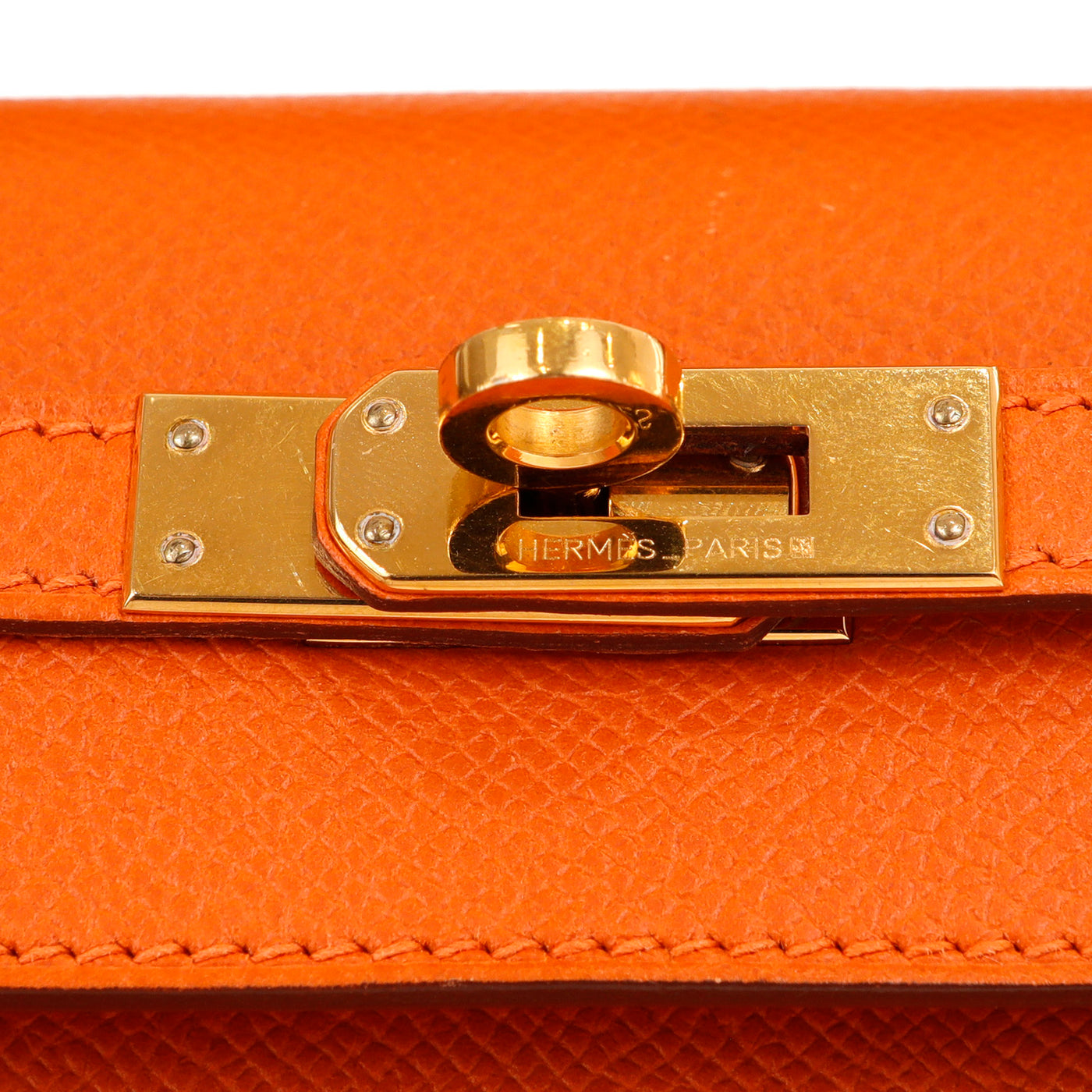Sold at Auction: Hermes Kelly Pochette Clutch, Feu Orange Epsom