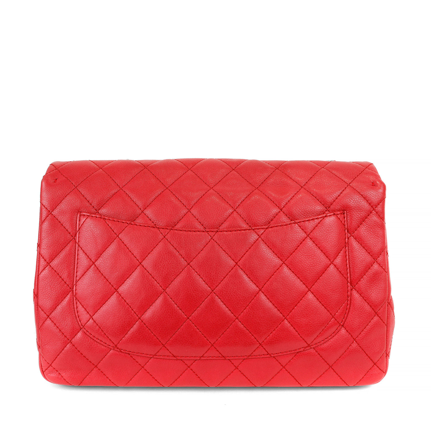 Chanel Red Lipstick Calfskin Single Flap Jumbo Classic with Silver Hardware