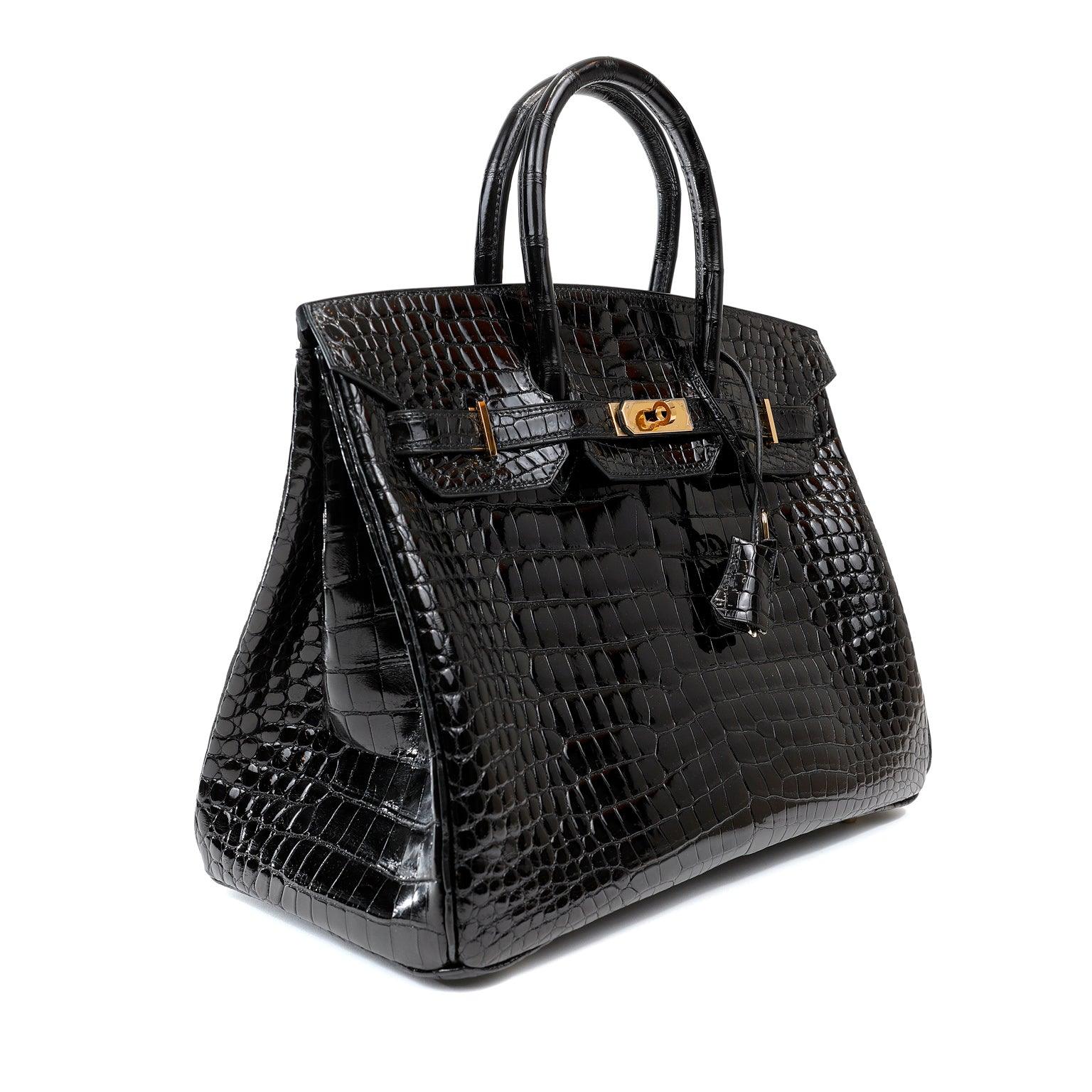 Hermès 35cm Black Crocodile Porosus Birkin with Gold Hardware - Only Authentics