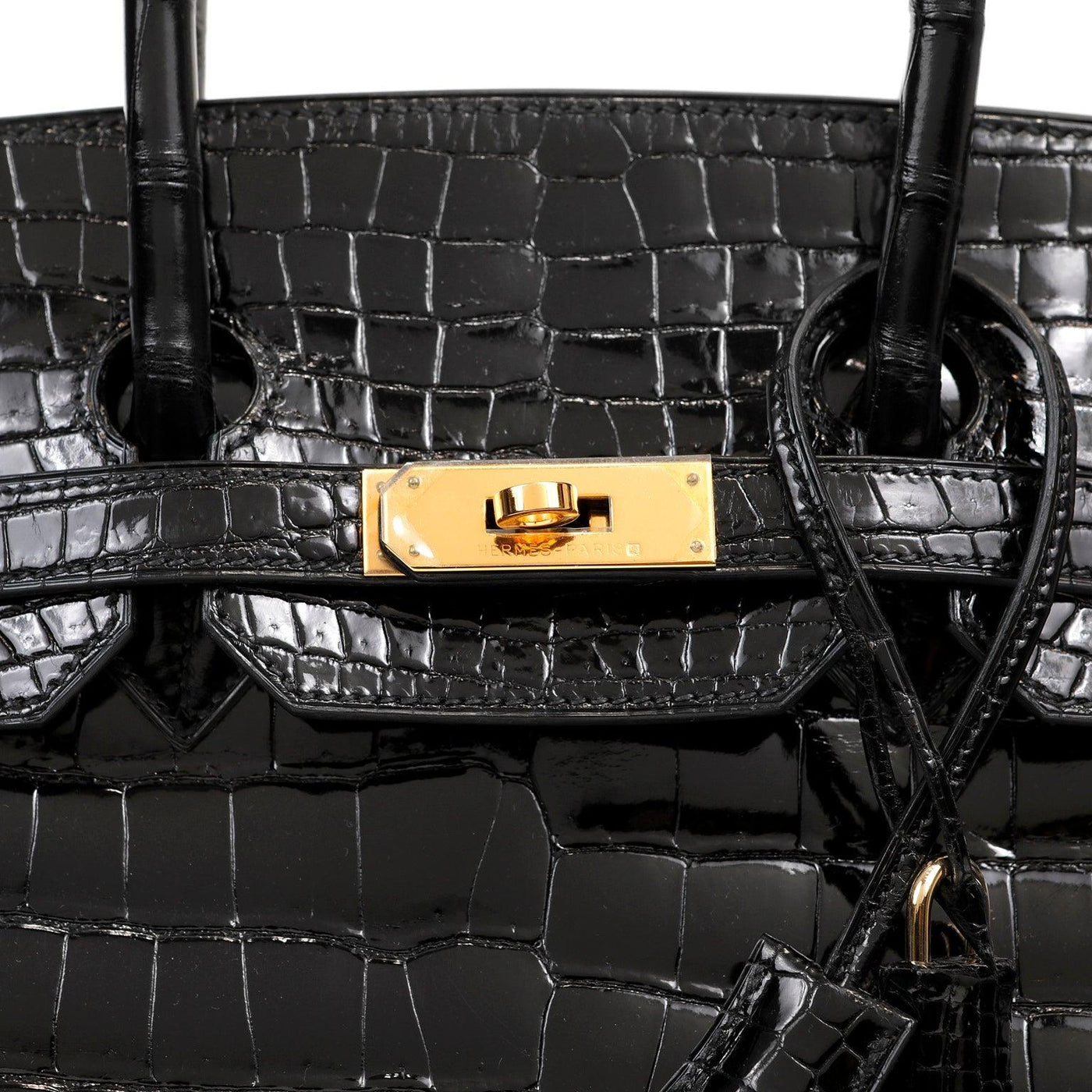 Hermes Birkin Bag Crocodile Leather Gold Hardware In Black