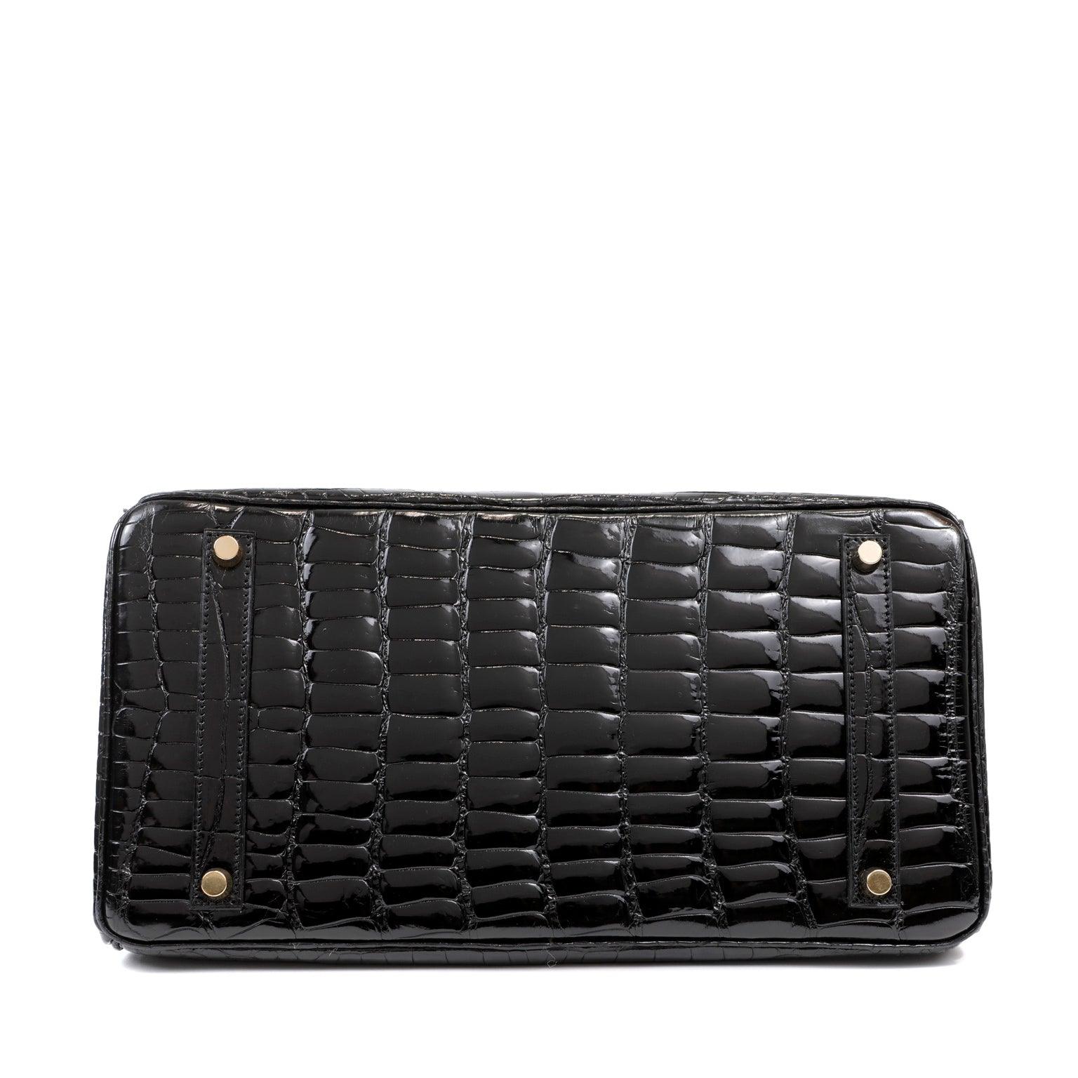 Hermès 35cm Black Crocodile Porosus Birkin with Gold Hardware - Only Authentics