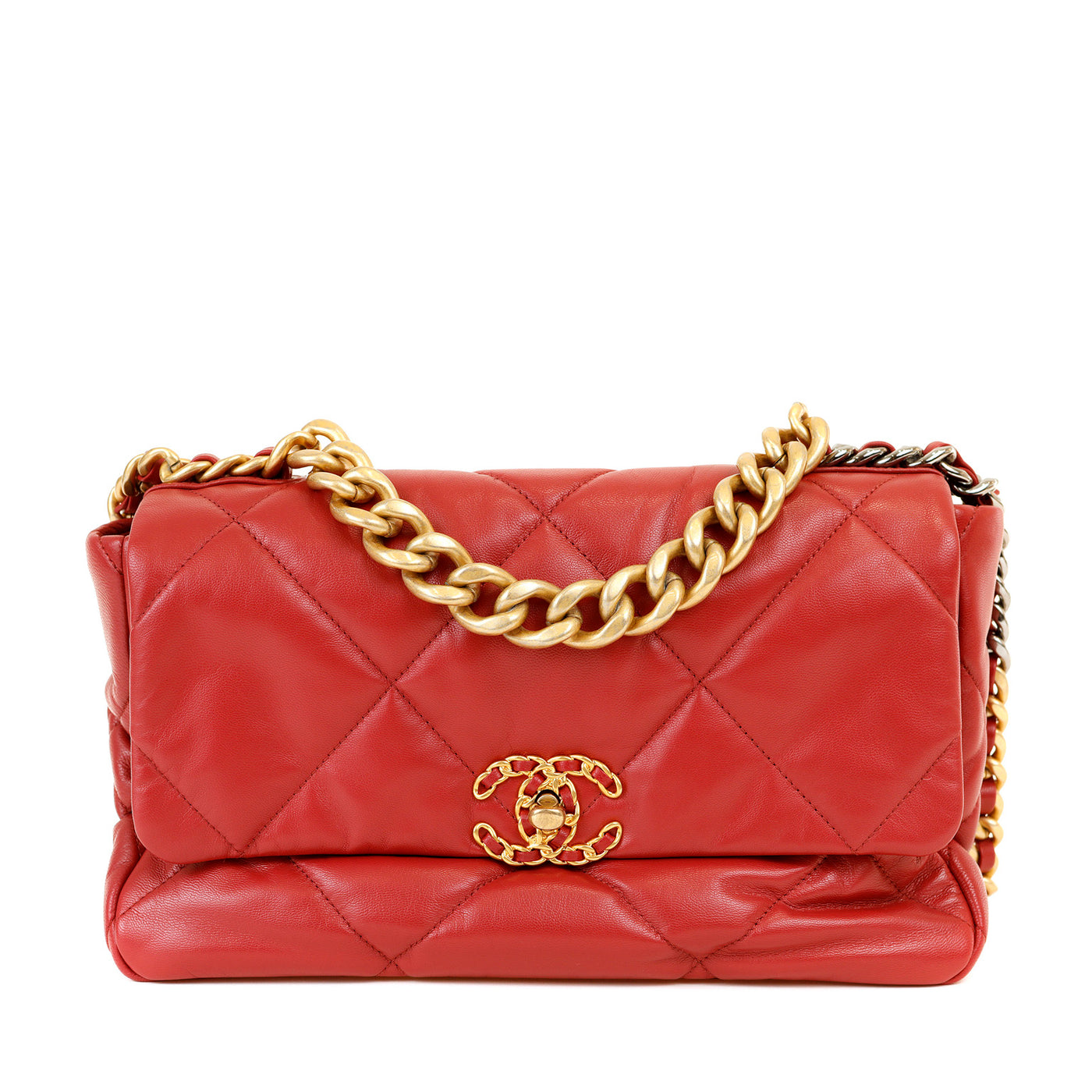Chanel 19 Bag Red Lipstick Jumbo with Mixed Hardware