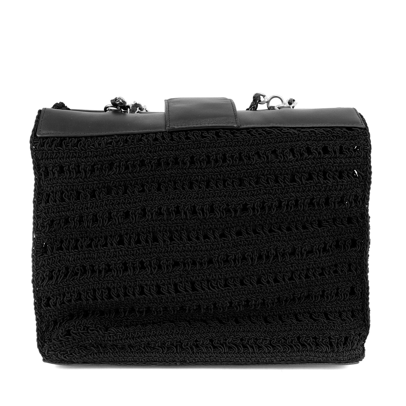 Chanel Black Crocheted Mini Tote with Silver Hardware