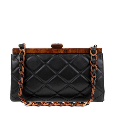 Chanel Black Quilted Leather Wood Framed Bag - Only Authentics