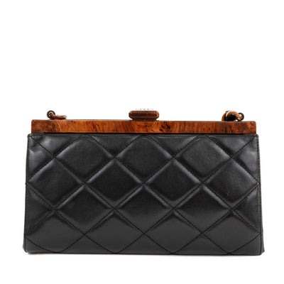 Chanel Black Quilted Leather Wood Framed Bag - Only Authentics