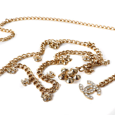 Chanel Gold Chain and Crystal Flower Belt Necklace - Only Authentics