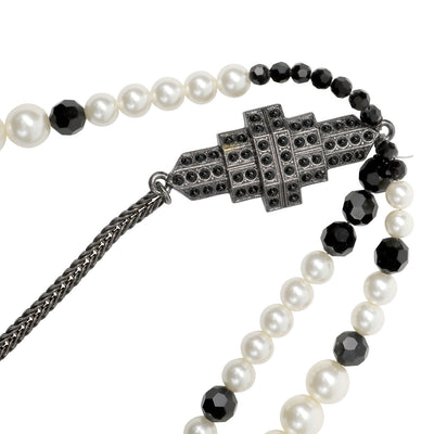 Chanel Black and White Pearl Tassel Belt