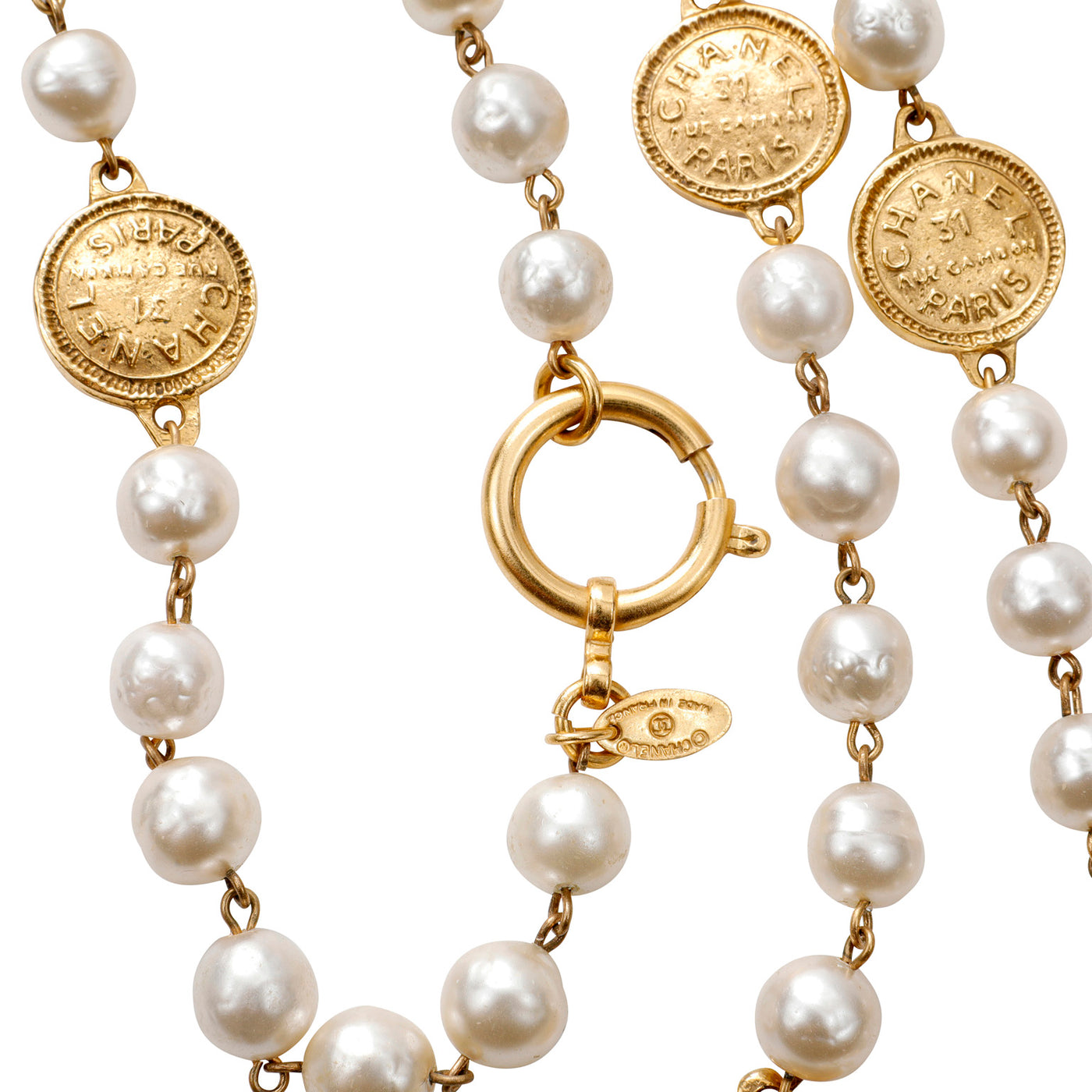 Chanel Pearl with Gold Coins Necklace