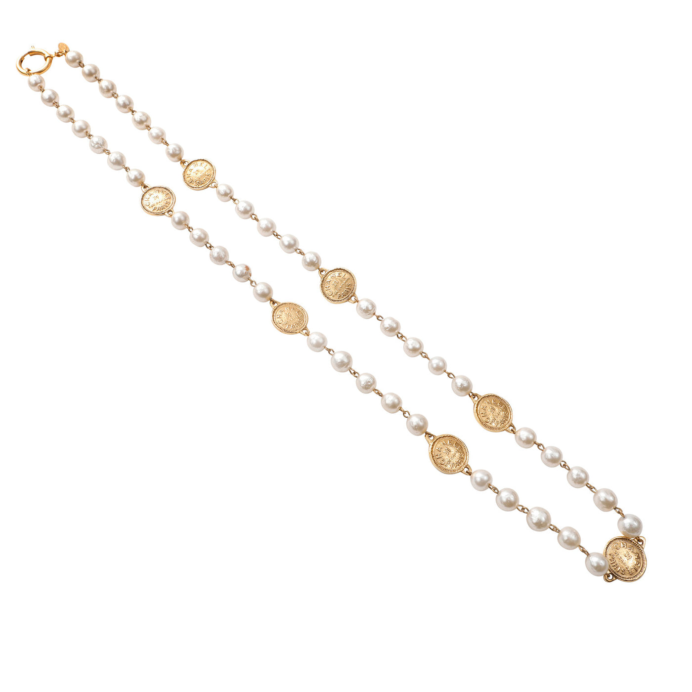 Chanel Gold Pearl & Coin Necklace