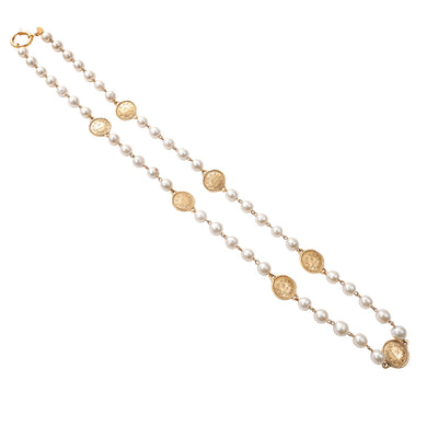 Chanel Pearl with Gold Coins Necklace