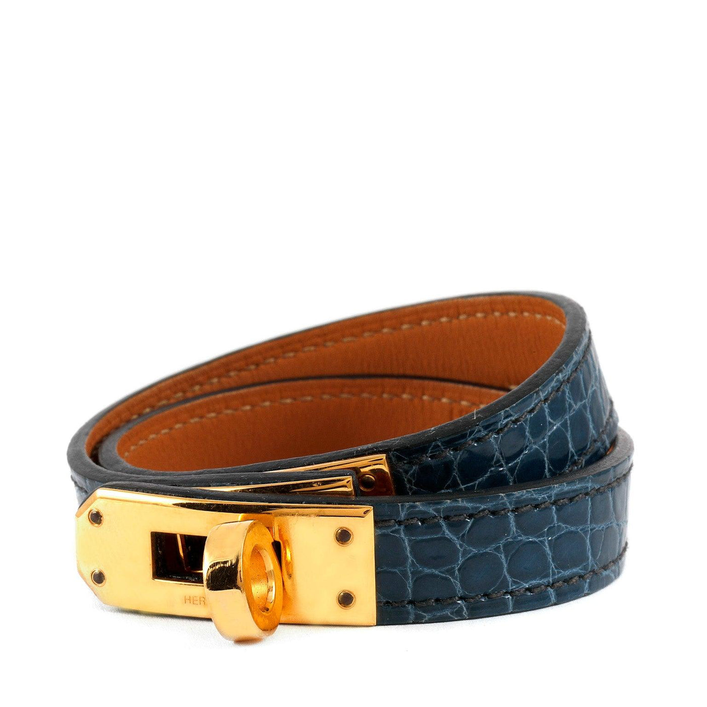 Hermès Midnight Blue Alligator Double Tour Bracelet - Only Authentics
