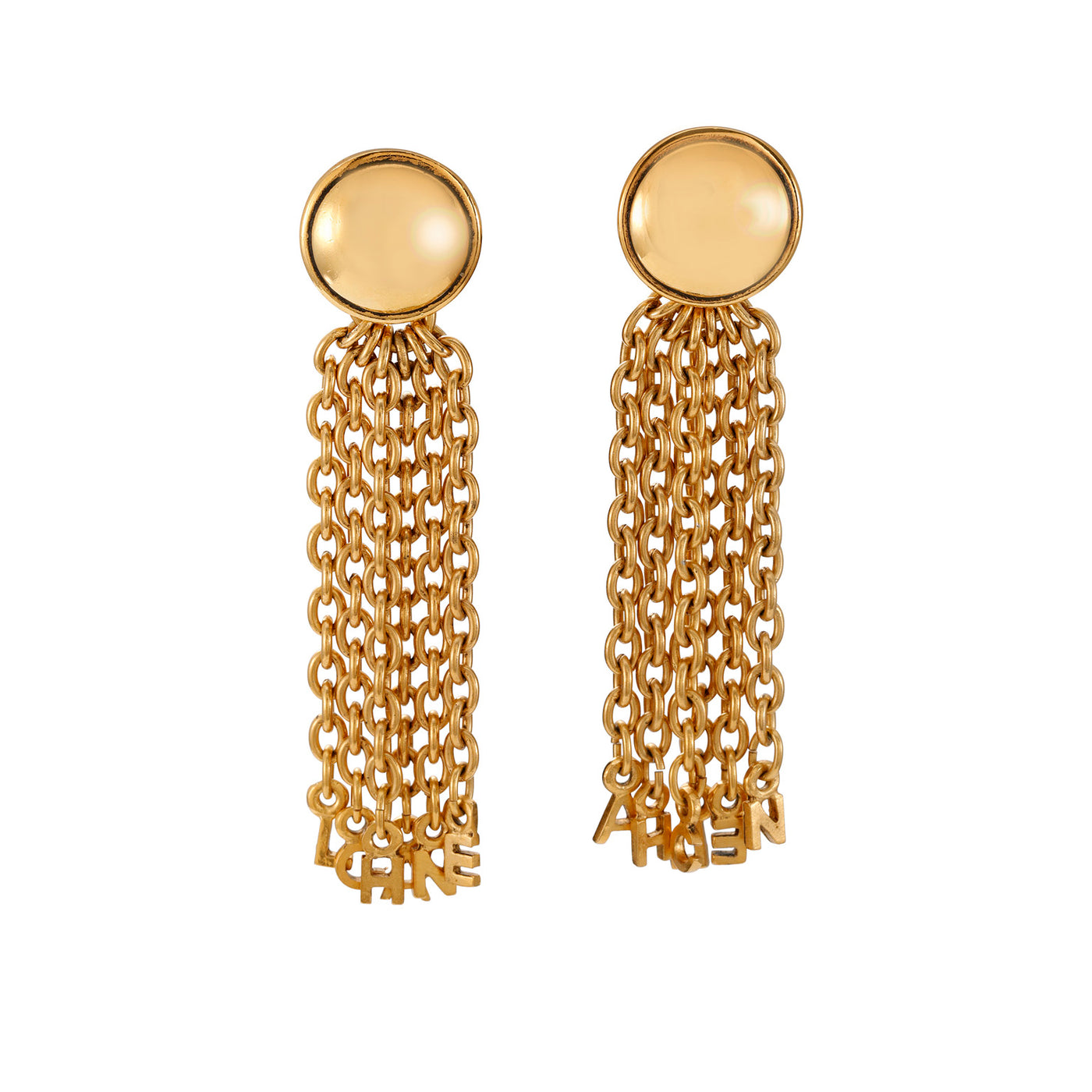Chanel Gold Charm Letter Chain Earrings