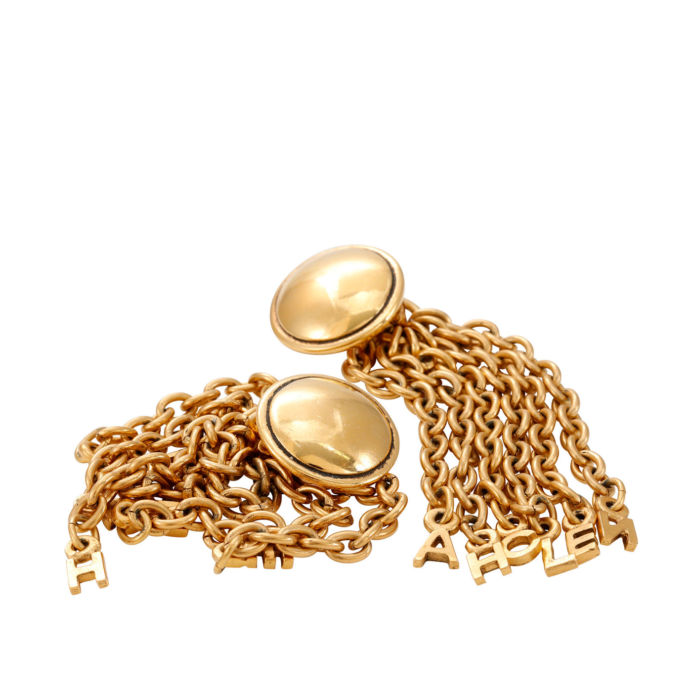Chanel Gold Charm Letter Chain Earrings