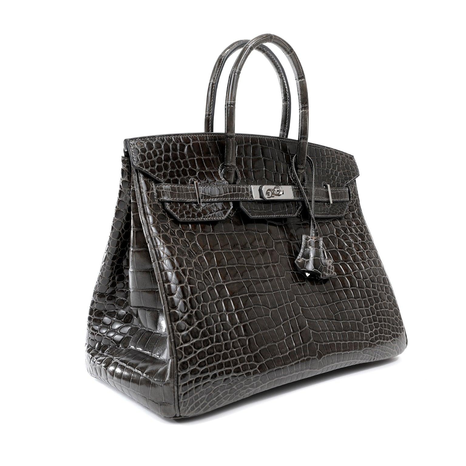 Hermès 35cm Graphite Crocodile Birkin w/ Palladium Hardware - Only Authentics