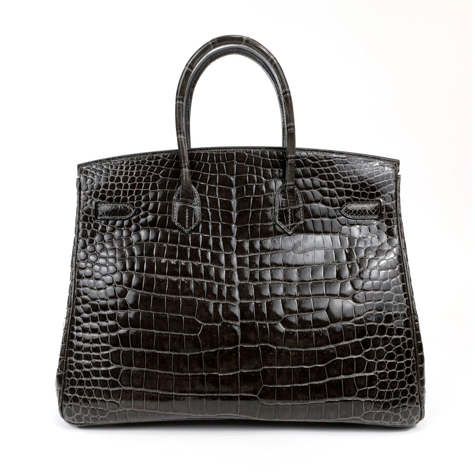 Hermès 35cm Graphite Crocodile Birkin w/ Palladium Hardware - Only Authentics
