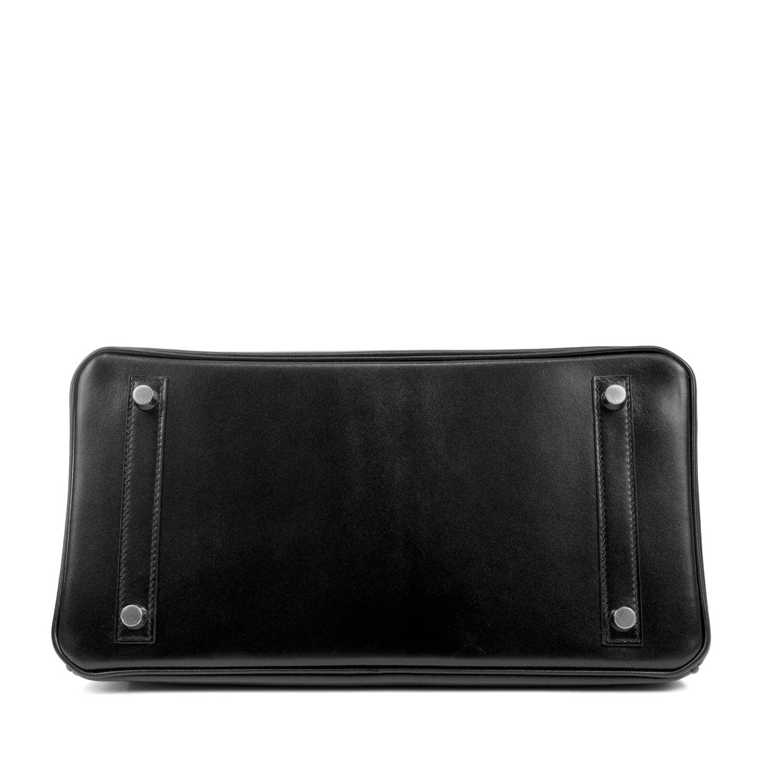 Hermès Black Box Calf 30 cm Birkin with Palladium For Sale at