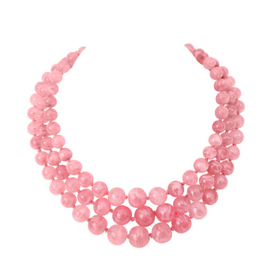 Chanel Rose Quartz Triple Strand Choker Necklace