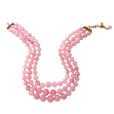 Chanel Rose Quartz Triple Strand Choker Necklace