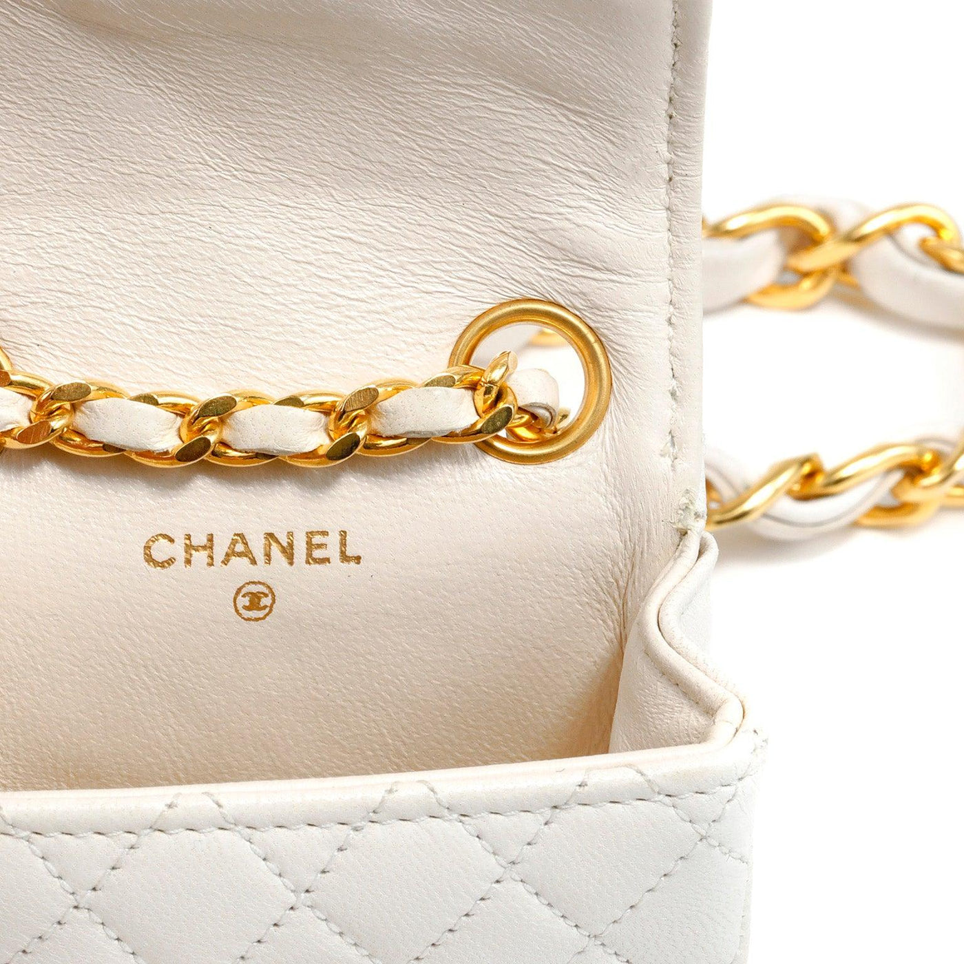 Chanel White Lambskin Micro Bag Chain Belt - Only Authentics