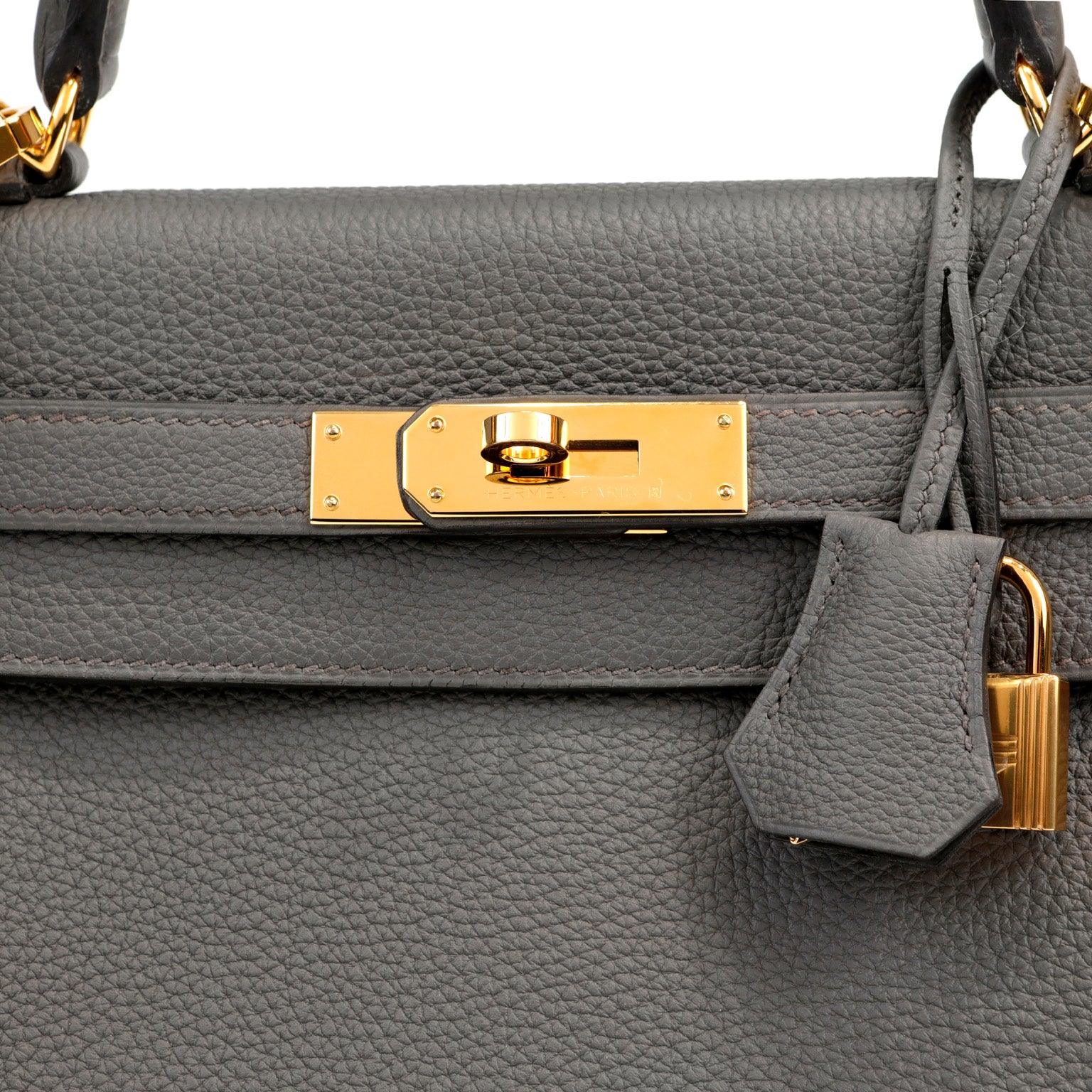 Hermès Kelly 28 Asphalt Grey Gris Asphalt Ostrich with Gold Hardware - Bags  - Kabinet Privé