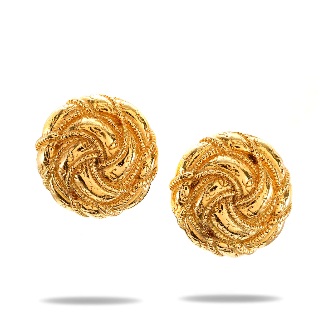 Chanel Vintage Gold Knot CC Earrings