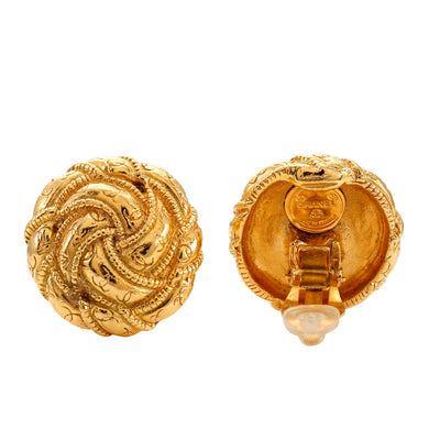 Chanel Vintage Gold Knot CC Earrings