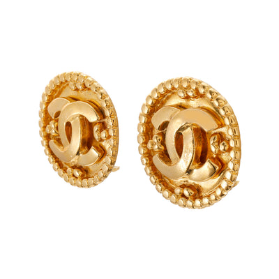 Chanel Gold CC Earrings w/ Dots