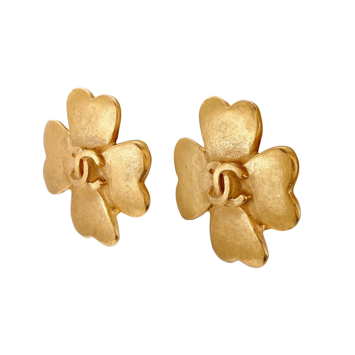Chanel Gold Clover CC Earrings