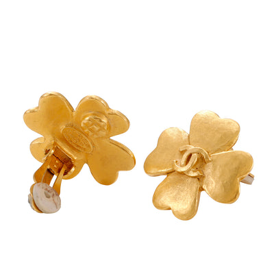 Chanel Gold Clover CC Earrings