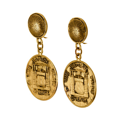 Chanel Gold 31 Rue Cambon Dangle Earrings