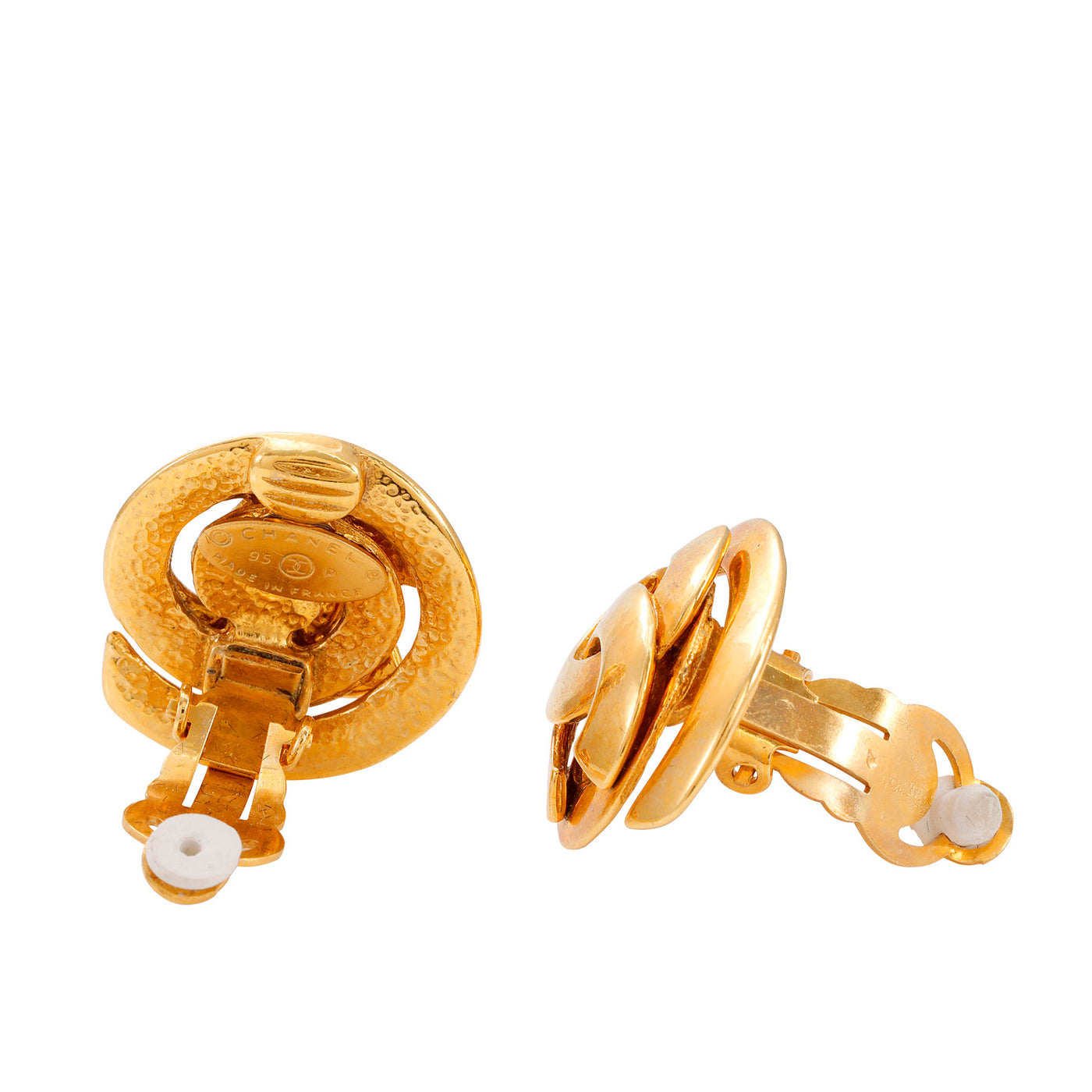 Chanel Gold Swirling CC Vintage Earrings