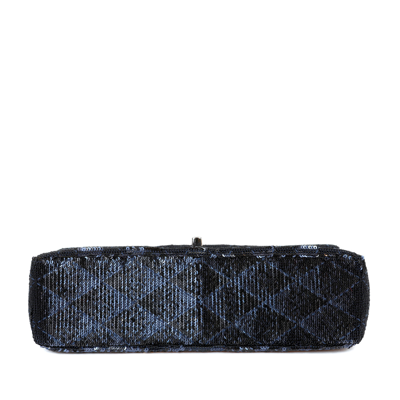 Chanel Black/Navy Sequin Classic Flap Bag w/ Silver Hardware