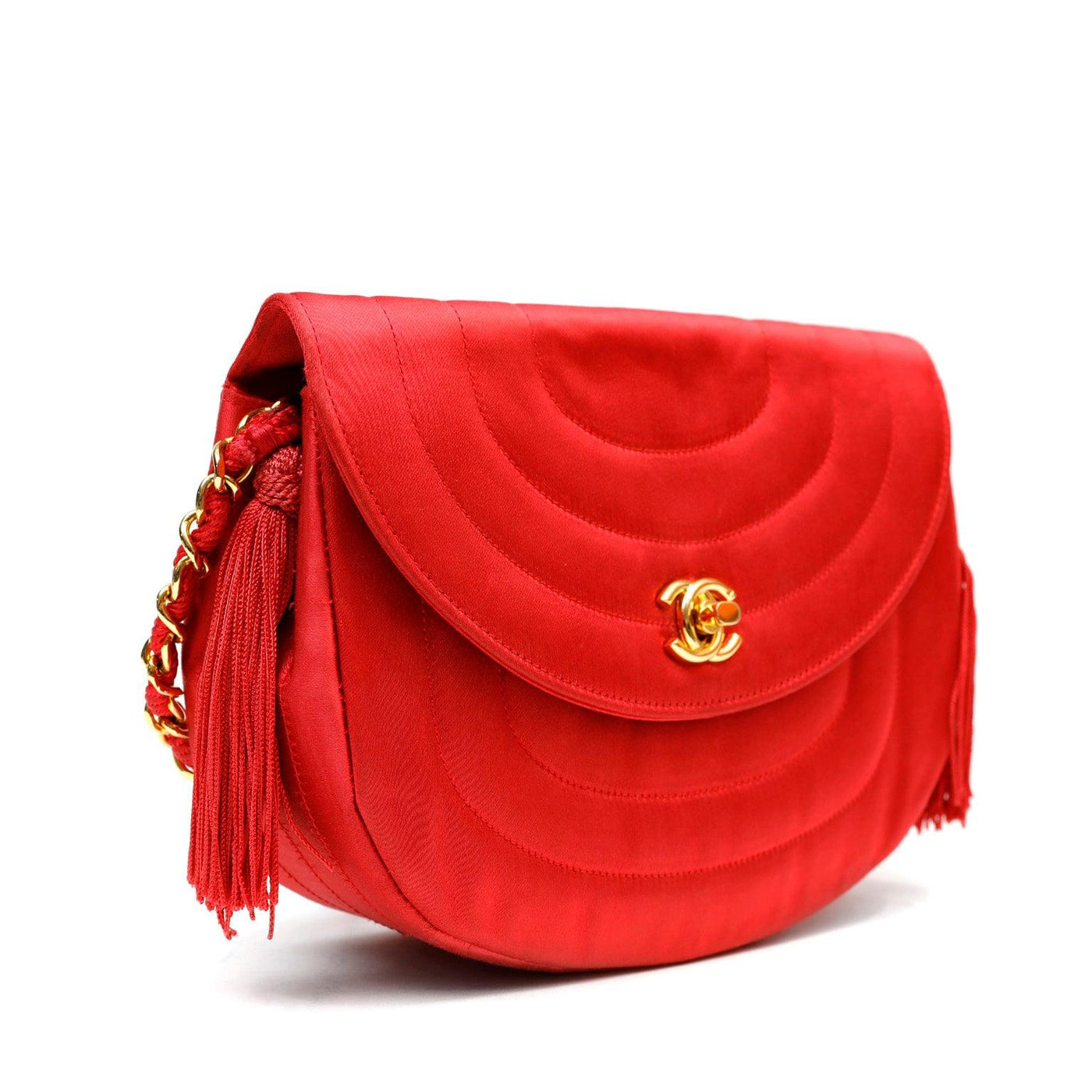 Chanel Red Satin Vintage Evening Crossbody Bag – Only Authentics