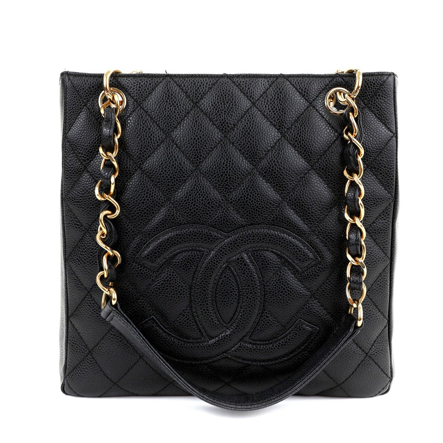 Chanel Black Caviar Petite Shopper Tote with Gold Hardware – Only