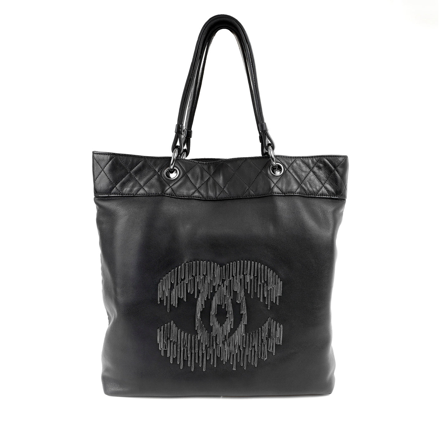 Chanel Black Lambskin Grand Cabernet Tote with Dripping Chains