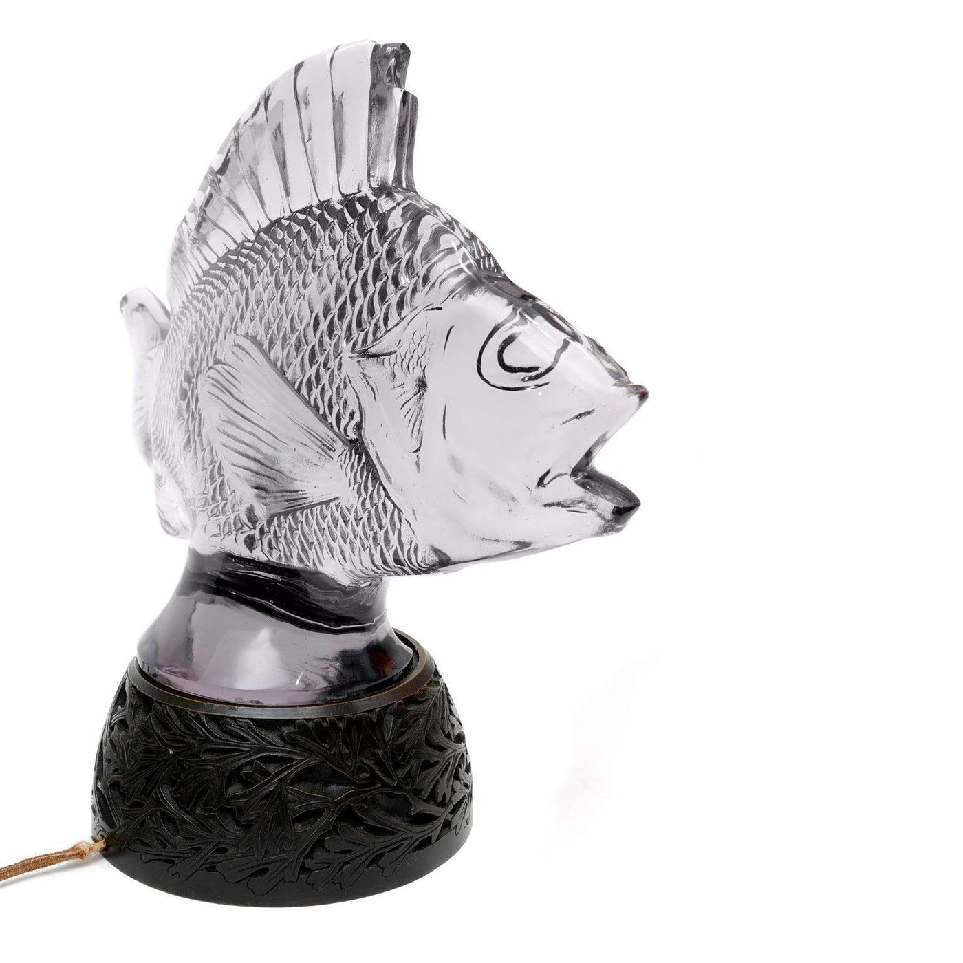 Lalique Glass Fish Sculpture Lamp - Only Authentics