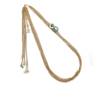 Chanel Gold Multi Chain Camellia Flower Runway Necklace - Only Authentics
