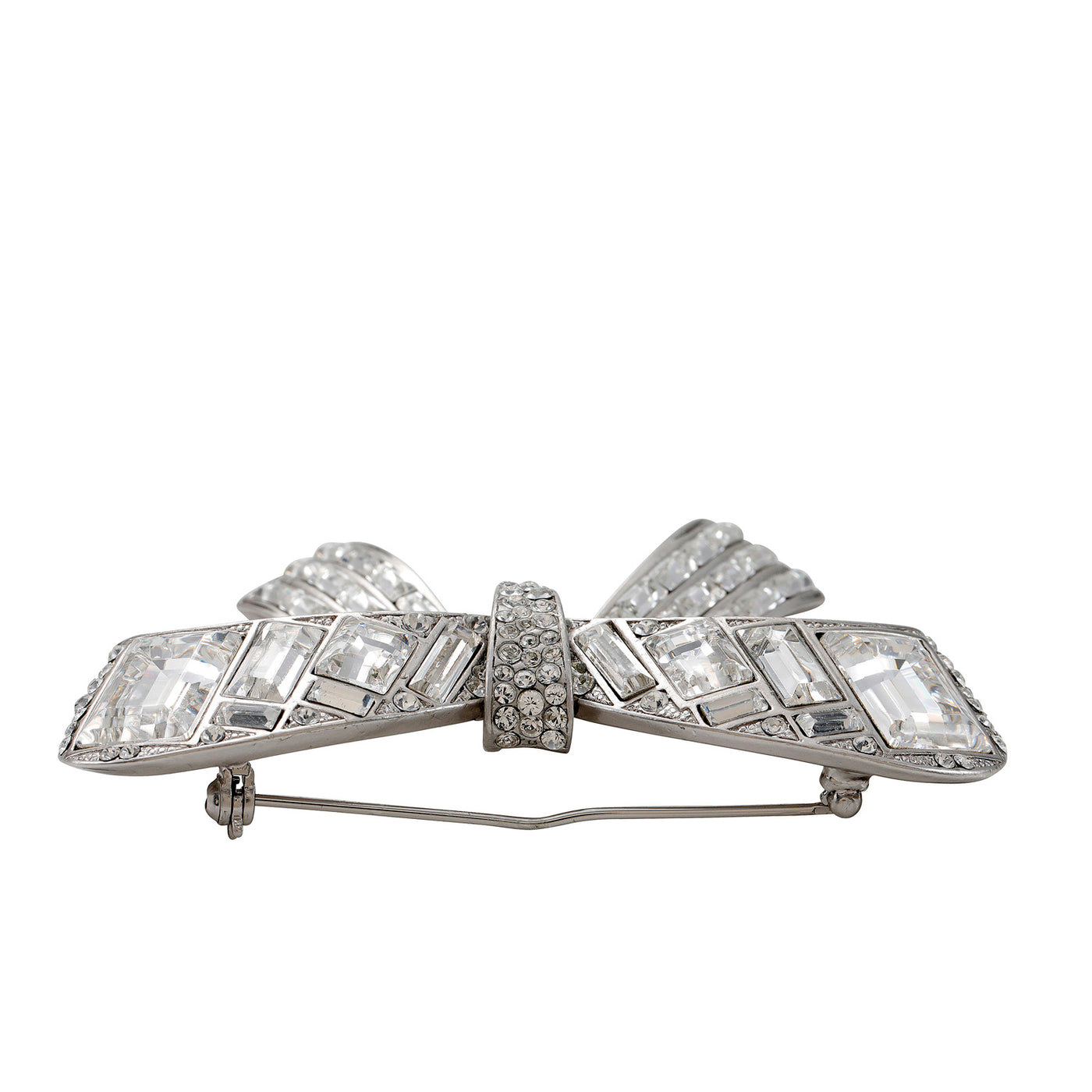 Chanel Silver Crystal Bow Brooch