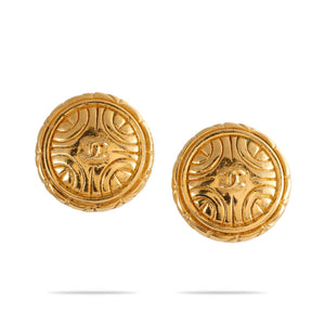 Chanel Gold Spiral CC Button Earrings - Only Authentics