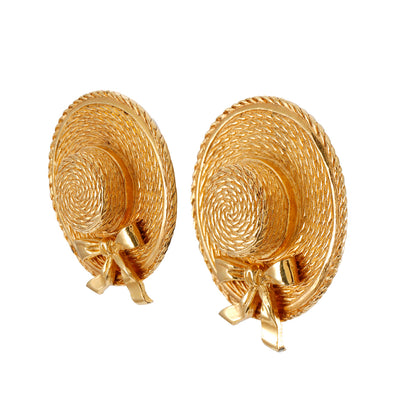 Chanel Vintage Gold Sun Hat Earrings