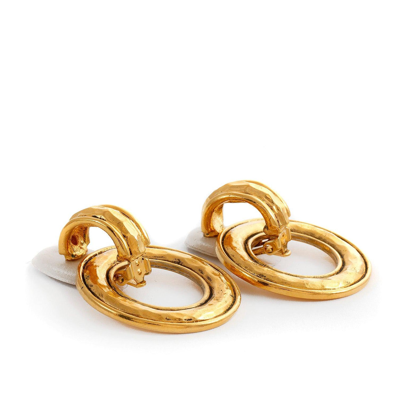 Chanel Gold Hammered Hoop Earrings - Only Authentics