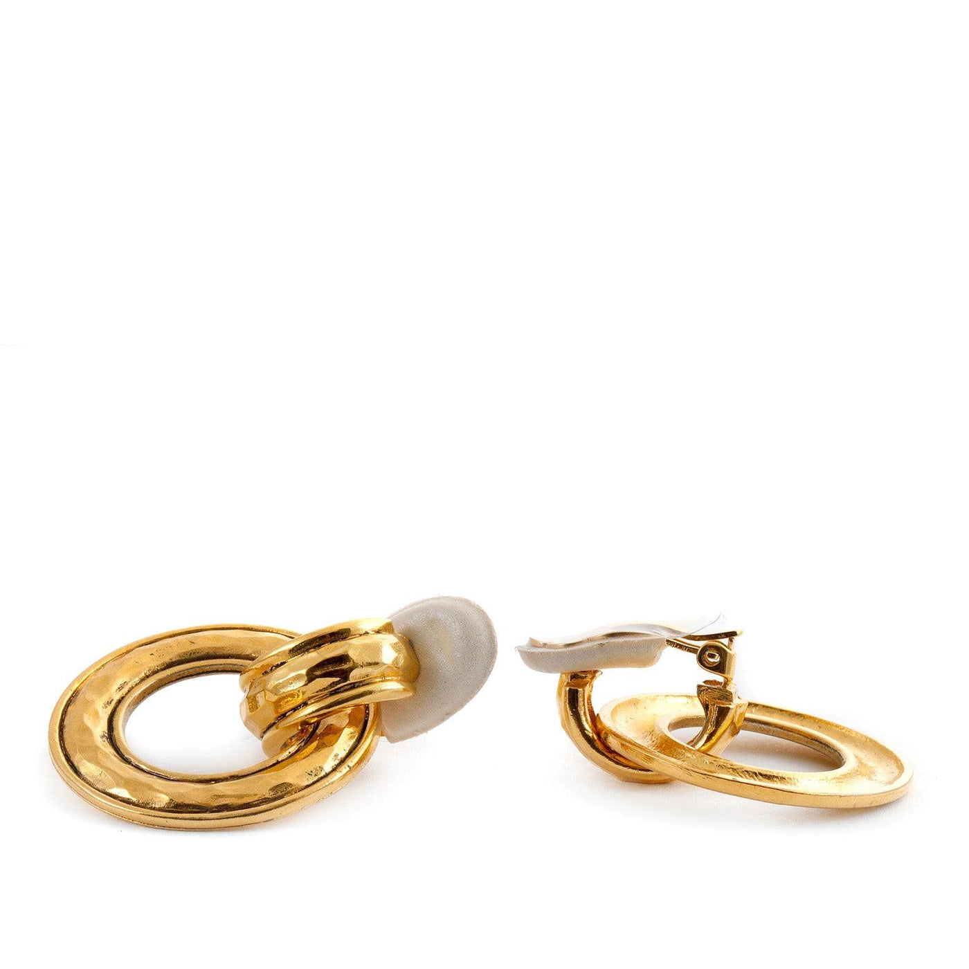 Chanel Gold Hammered Hoop Earrings - Only Authentics