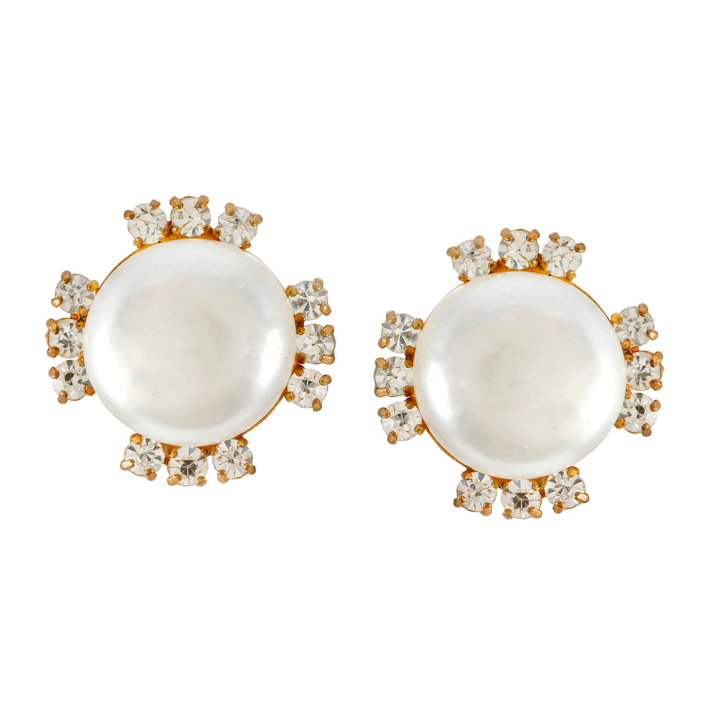 Chanel Vintage Mabe Pearl and Crystal Earrings