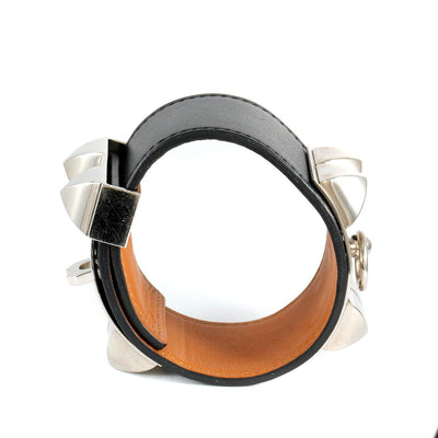Hermès Black Leather Collier de Chien Bracelet Cuff - Only Authentics
