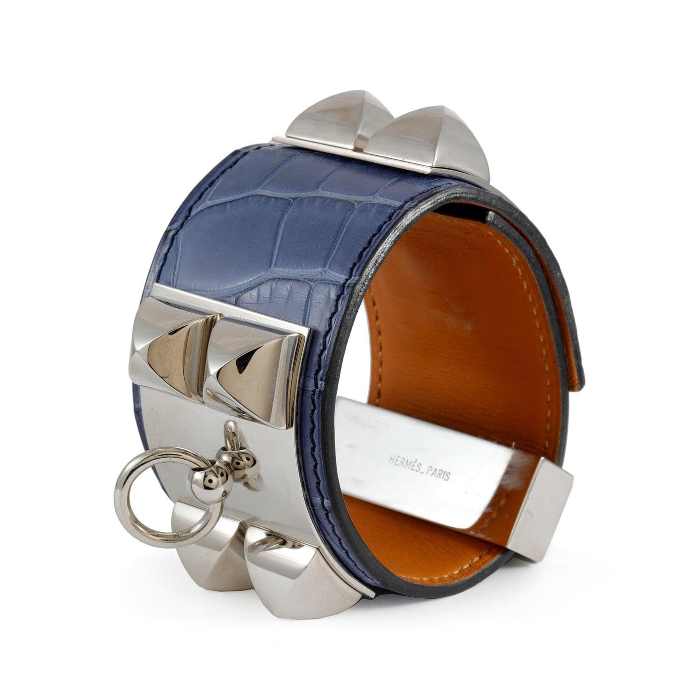 Hermès Blue Alligator Collier de Chien Bracelet Cuff - Only Authentics