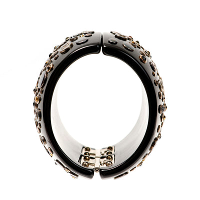 Chanel Vintage Black Bakelite Studded Bracelet